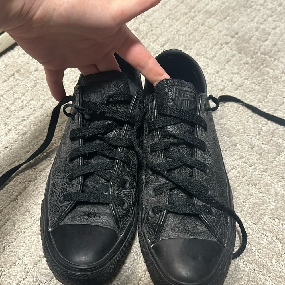 All black leather converse